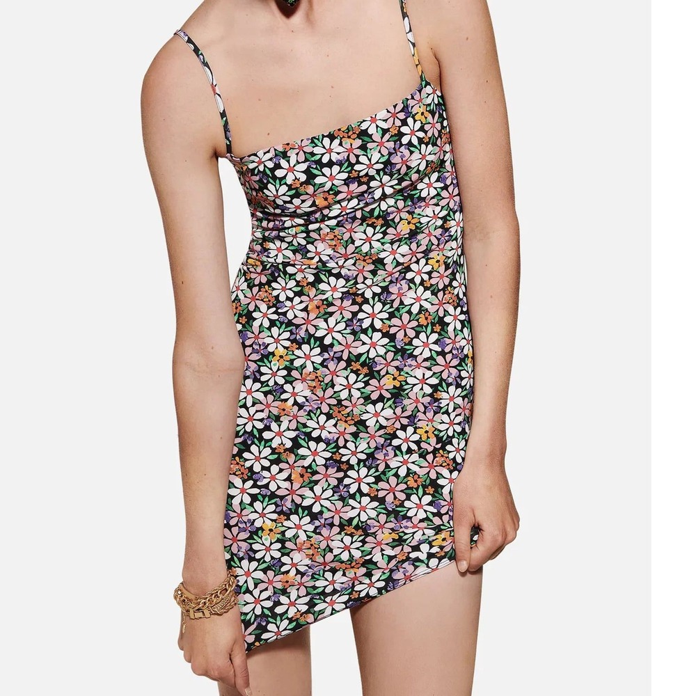 Zara Floral Bodycon‎ Mini Dress Stretchy Sleeveless Party Cocktail